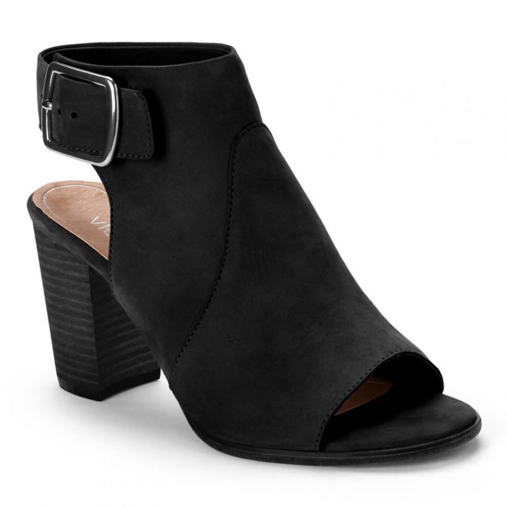 Vionic Black Blakely Peep Toe Wedge Bootie